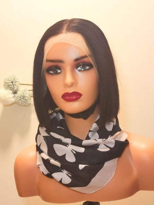 Natural Black 13×4 Lace Front Blunt Cut Bob Human Hair Wig