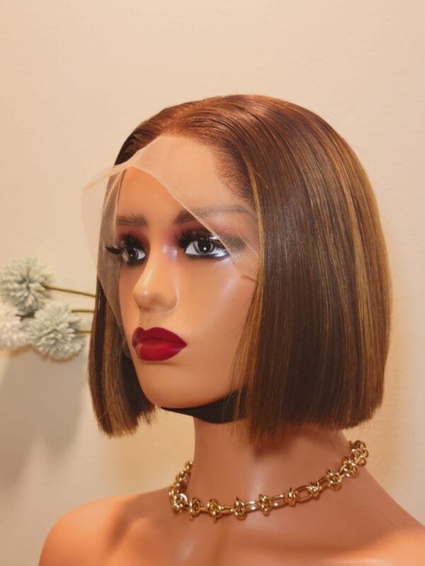 Piano Highlight 13x4 Lace Front Blunt Cut Bob Human Hair Wig